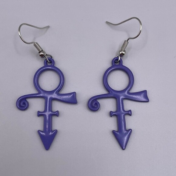 Love Symbol Inspired by Prince Purple Fishhook Earrings (#1337) - Picture 1 of 4